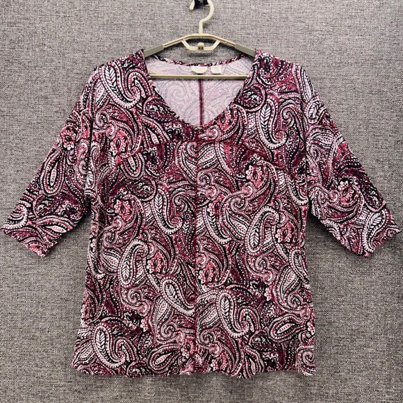 Sigrid Olsen Womens Blouse Size 2X Paisley Bohemian Soft Lightweight Stretchy - Picture 1 of 14